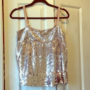 Marciano pink sequin top.